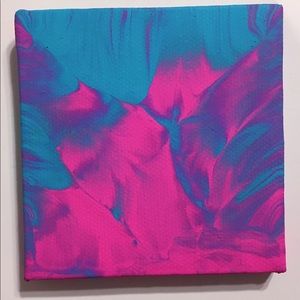 fluid pour canvas painting aesthetic pink purple